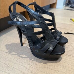 Yves Saint Laurent Black Strappy Heels